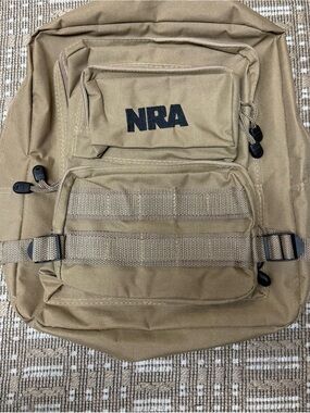 NRA Logo Tactical Backpack in Tan lightweight